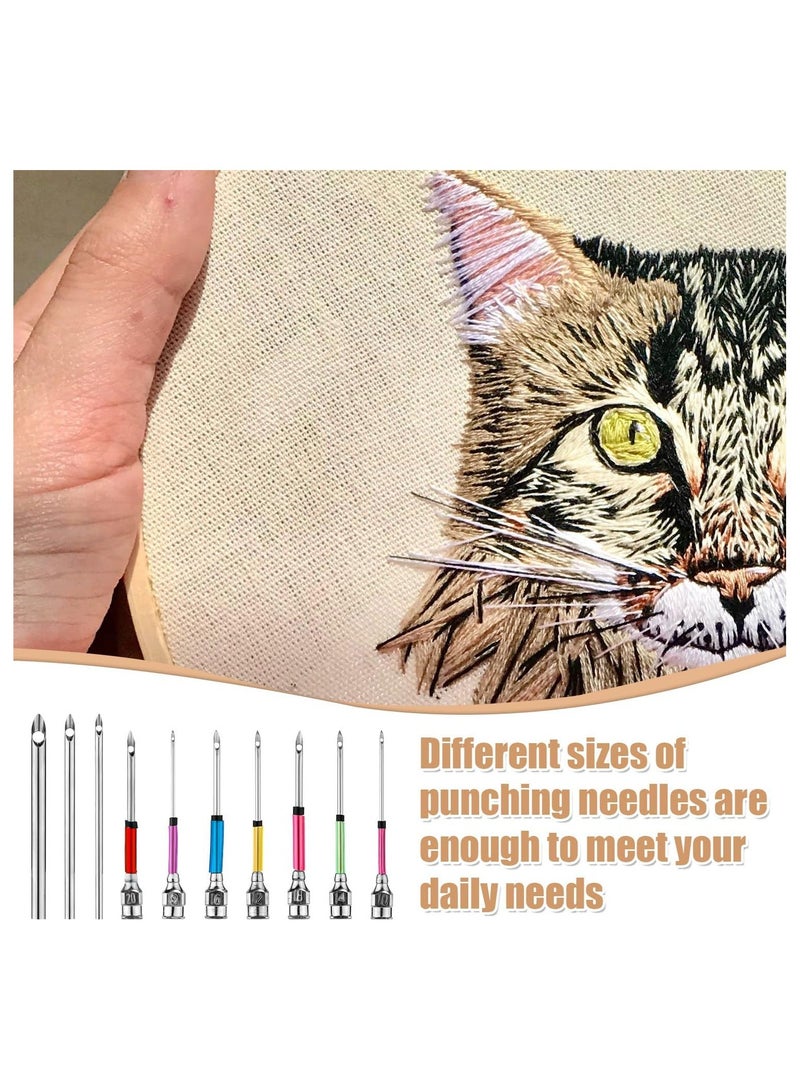 13pcs Punch Needle Kits Adjustable Punch Needle Tool Embroidery Needles Set Sewing Art Needles with 7 Size Punch Needle Heads Seam Ripper for Adults Beginner Floss Cross Stitch DIY Craft - Image 5