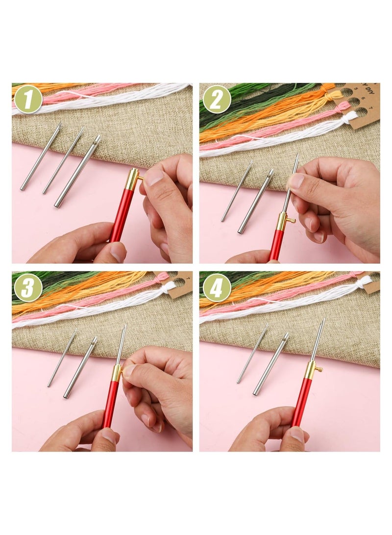 13pcs Punch Needle Kits Adjustable Punch Needle Tool Embroidery Needles Set Sewing Art Needles with 7 Size Punch Needle Heads Seam Ripper for Adults Beginner Floss Cross Stitch DIY Craft - Image 3