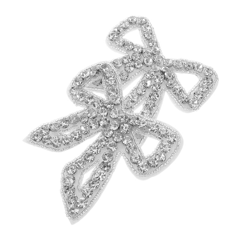 Silver Rhinestone Bow Patches for DIY Clothing Dresses Jeans Shoes Bags Accessories - Image 2
