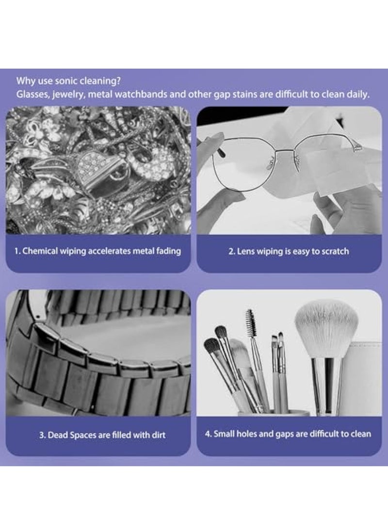SOLARAE Ultrasonic Cleaner, Glasses Machine, Portable Compact Sonic Jewelry Cleaner for Eye Glasses, Ring, Earring, Necklaces, Watch Strap, Makeup Brush, for Household & Travel Use - Image 3