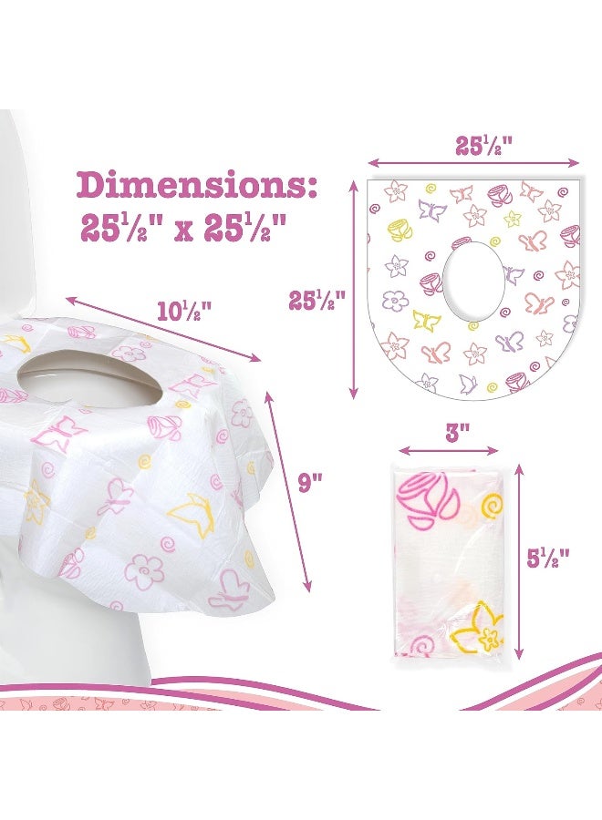 Potty Shields أغطية مقاعد المرحاض القابلة للتصرف (6 عبوات، مزهر) - غطاء مرحاض XL مقاوم للماء للأطفال، والكبار - محمول ومغلف بشكل فردي للسفر، والتدريب، والحمامات العامة - Image 5