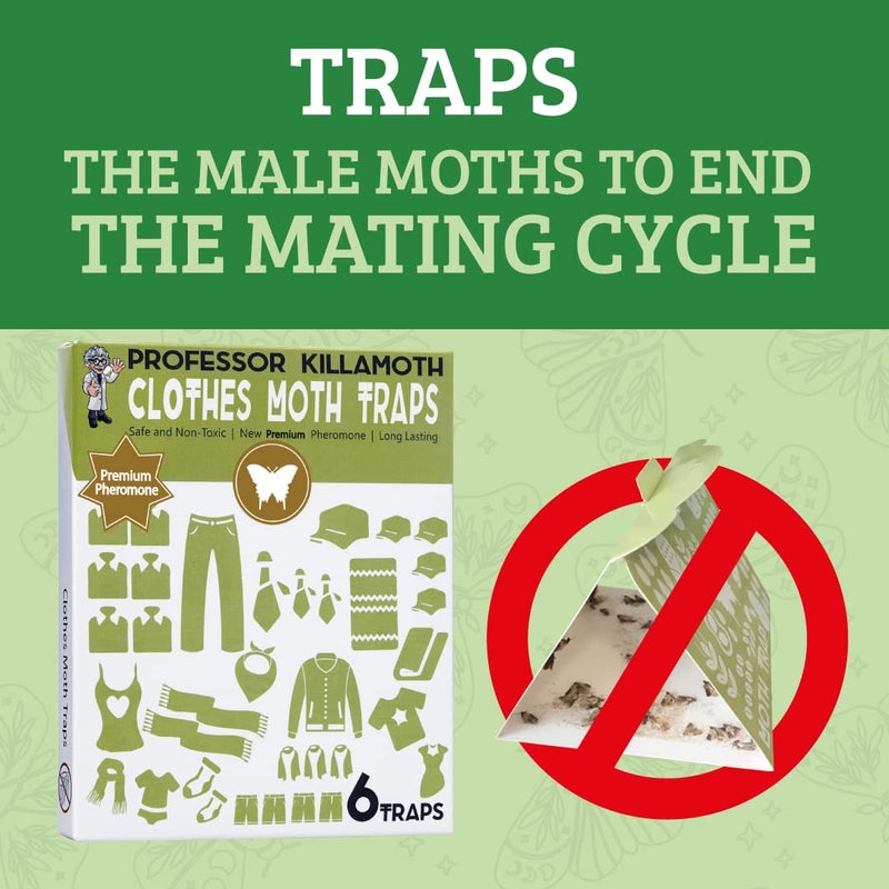 Professor Killamoth Clothes Moth Traps 6 Pack | Child and Pet Safe | No insecticides | Premium Attractant | Protect Clothes, Sweaters, Wool, Carpet | Safe Moth Killer - Image 5