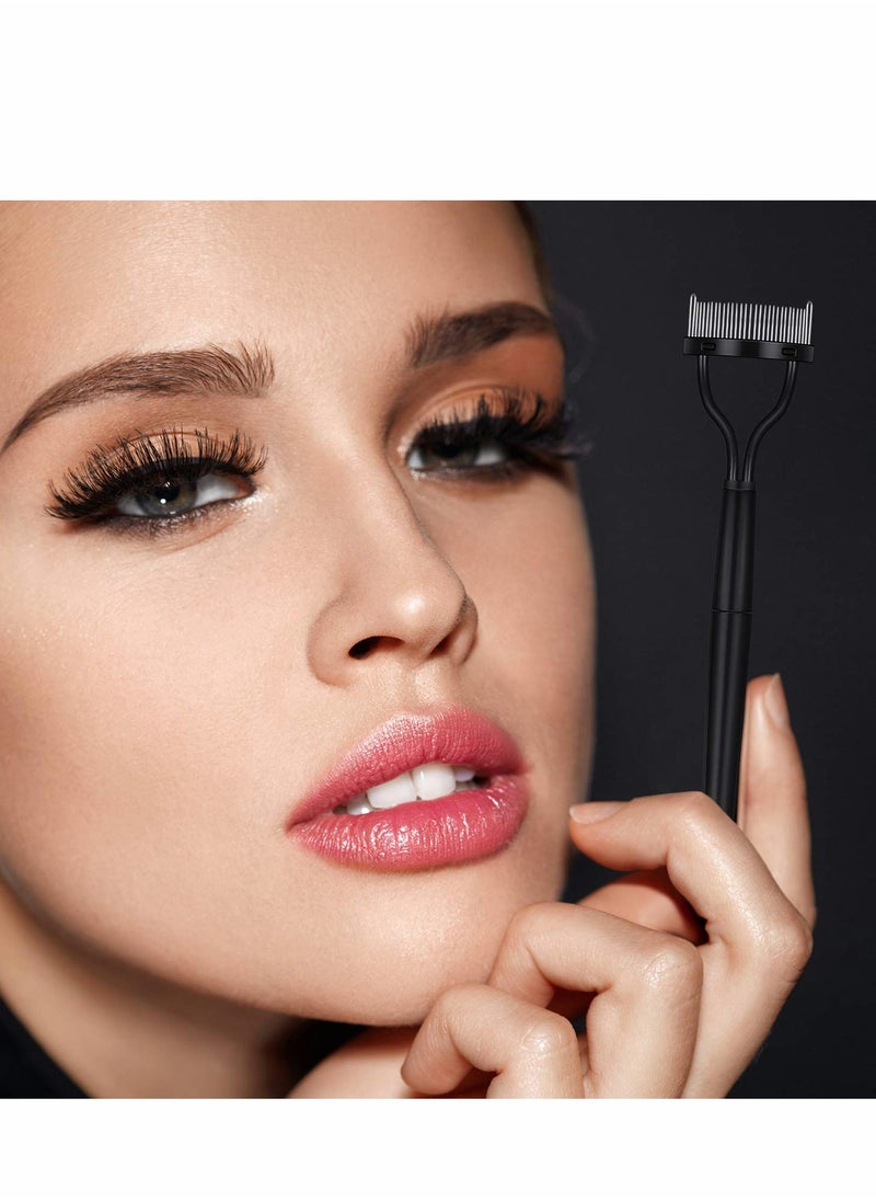 Generic - 4-Piece Folding Eyebrow Comb & Eyelash Separator Set - Essential Makeup Grooming Brushes in Black - Image 1