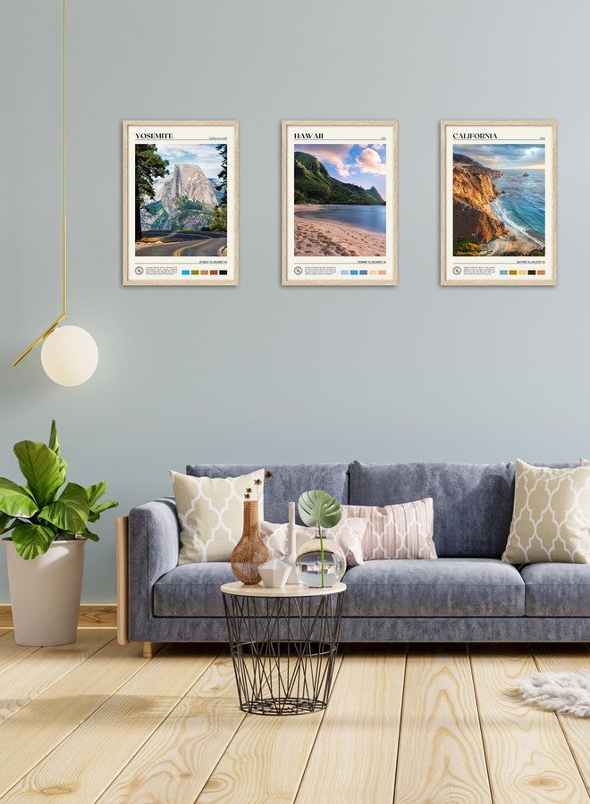 HesenDot Natural OAK Wood Yosemite National Park Framed Wall Art,12x16in Natural Scenery Canvas Wall Print,Classic Urban Landmark Wall Decor for Living Room,Bedroom,Office Gallery Gifts Set of 1 - Image 5