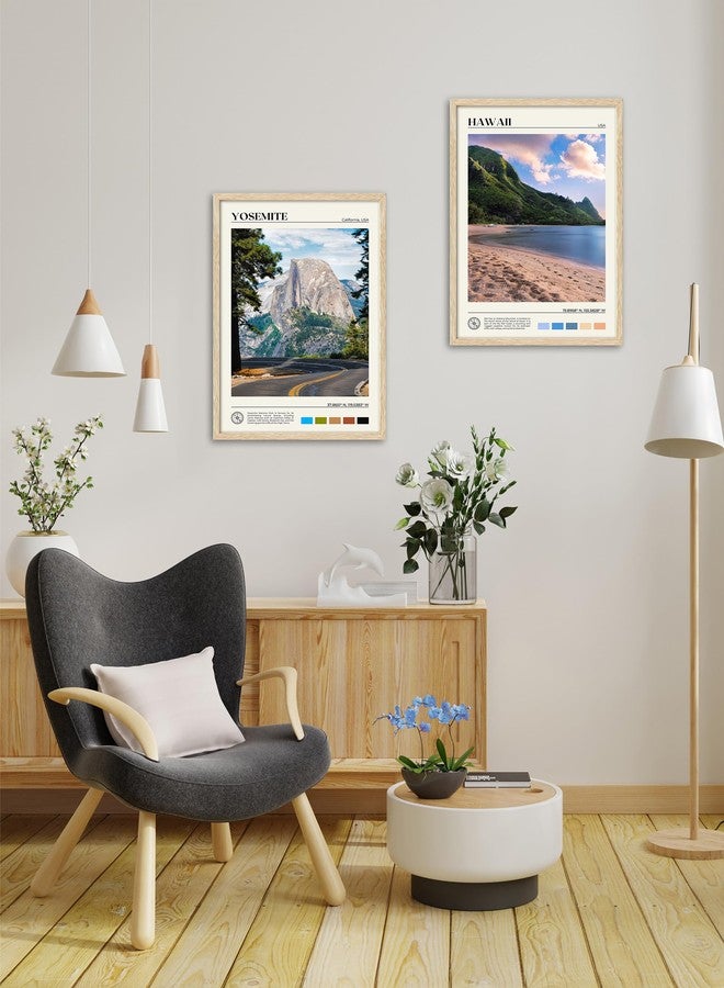 HesenDot Natural OAK Wood Yosemite National Park Framed Wall Art,12x16in Natural Scenery Canvas Wall Print,Classic Urban Landmark Wall Decor for Living Room,Bedroom,Office Gallery Gifts Set of 1 - Image 3