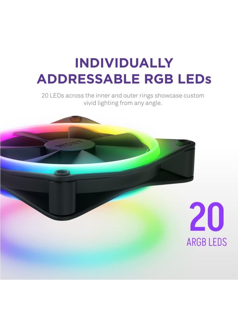 NZXT - F120 RGB Duo Triple Pack - 3 x 120mm Dual-Sided RGB Fans with RGB Controller – 20 Individually Addressable LEDs – Balanced Airflow and Static Pressure – Fluid Dynamic Bearing – PWM - Image 1