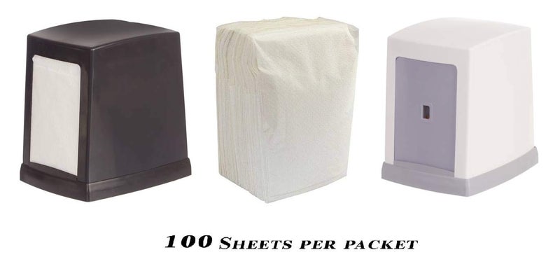 MDN Mist L Fold 1-Ply Table Top Napkin Dispenser Refill White, 100 Napkins Per Pack, 10 Packs Per Case (1000 Tissue) - Image 2