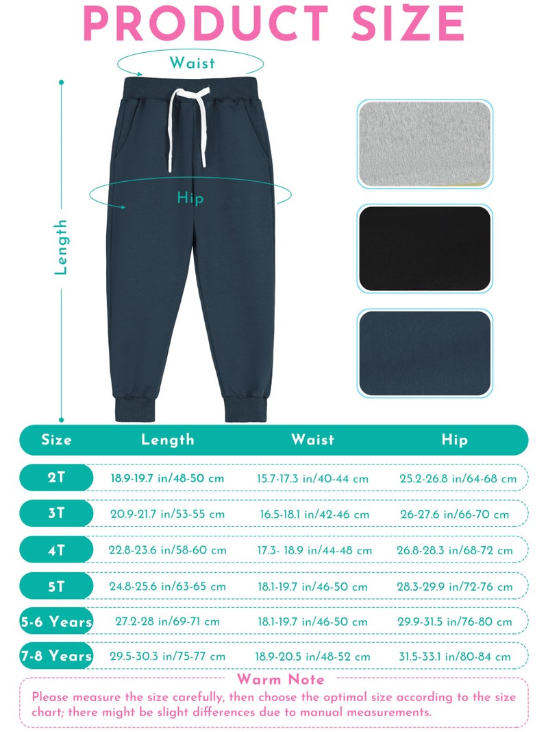 Resinta 3 Pack Toddler Boy Sweatpants Cotton Boys Athletic Joggers Pants Kids Sweats Pants with Pocket Workout Clothes - Image 4