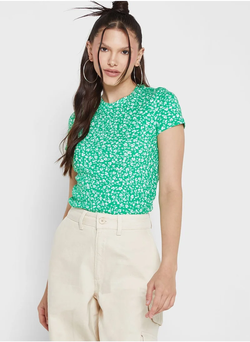 MONKI Crew Neck Printed T-Shirt