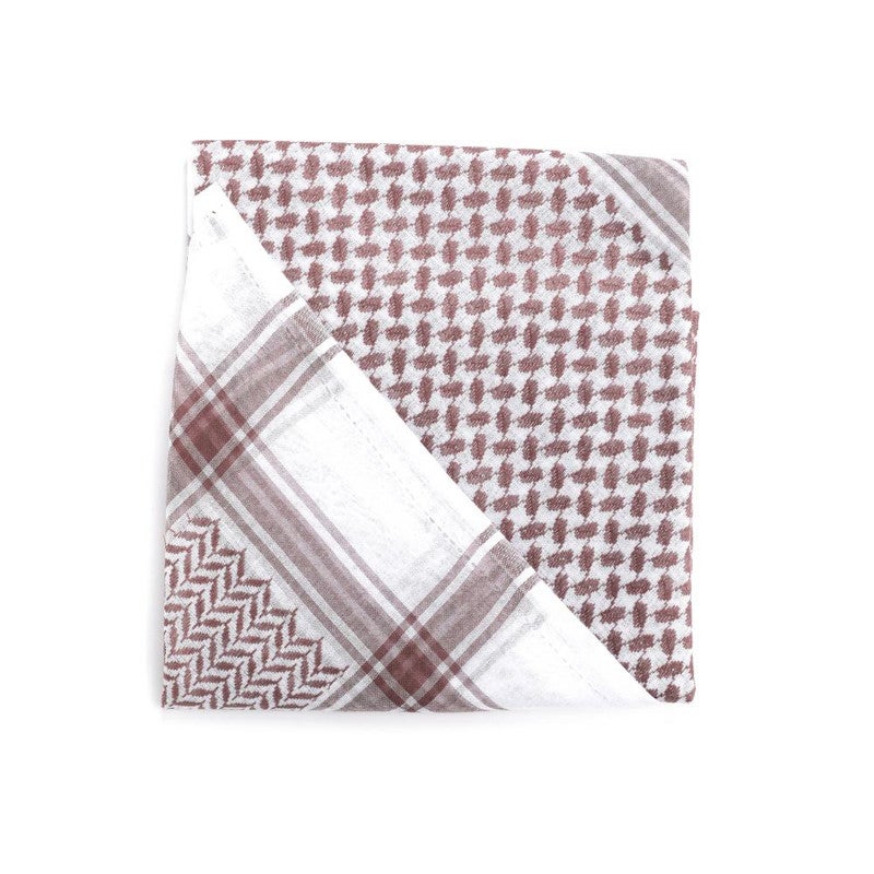AL YARMOOK Traditional Keffiyeh Shemagh Scarf – Lightweight Cotton Arab Headscarf for Men & Women (White & Maroon) - Image 1