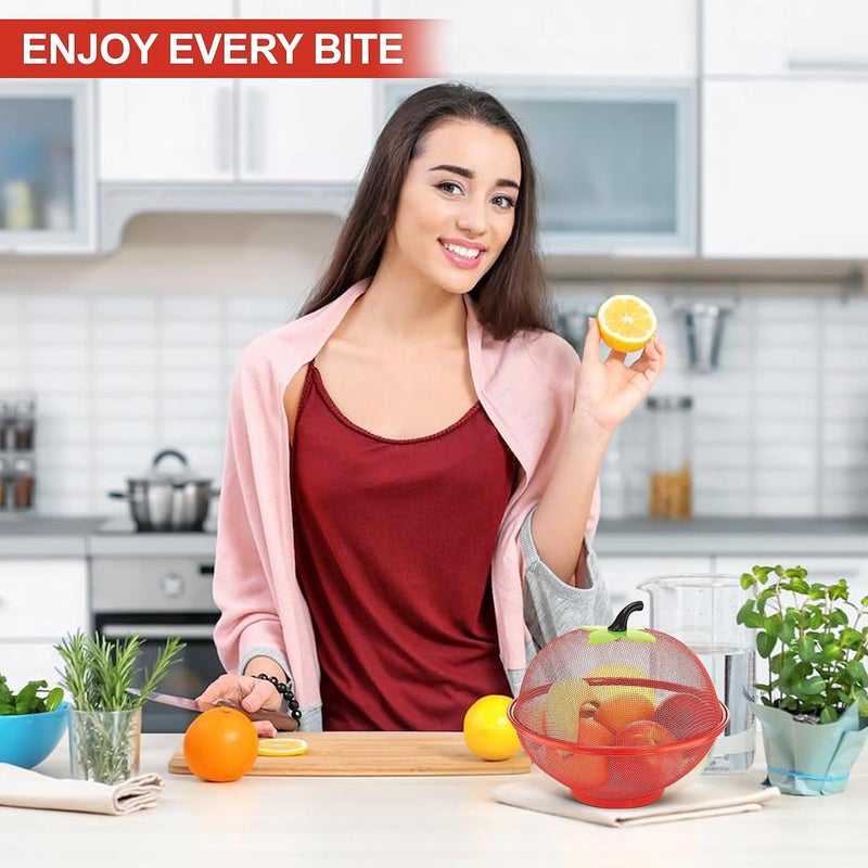Suicune Apple Shape Net Fruits Basket for Kitchen Red - Image 3