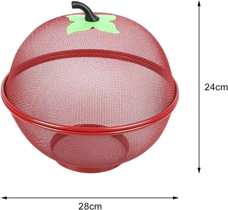 Suicune Apple Shape Net Fruits Basket for Kitchen Red - Image 4