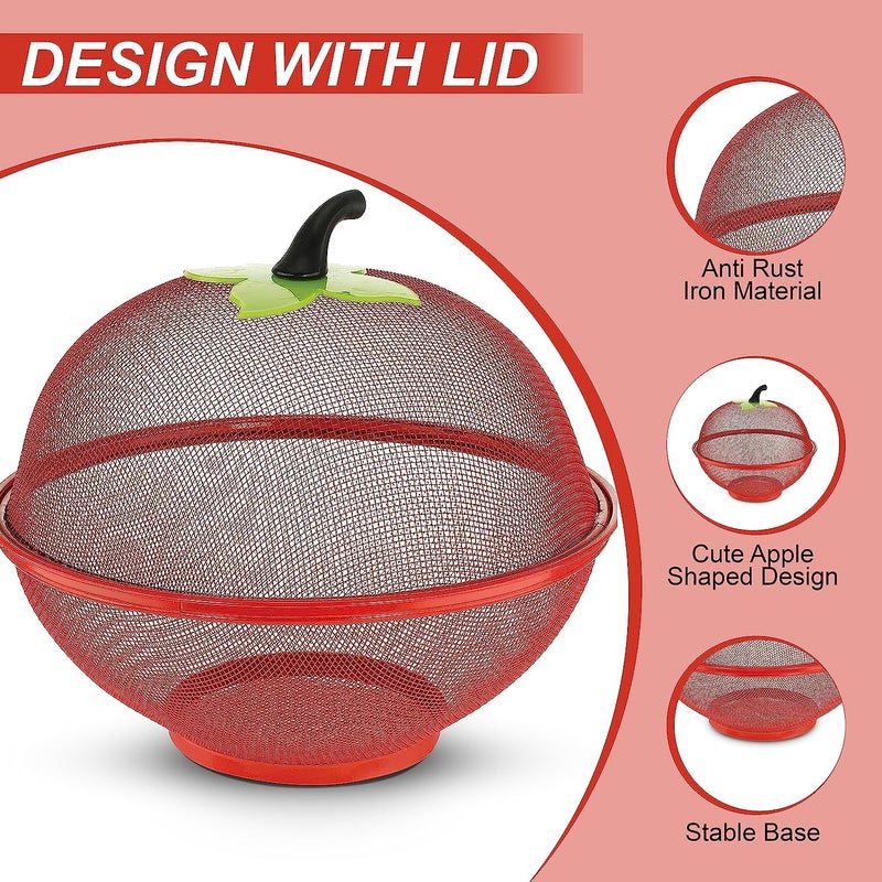 Suicune Apple Shape Net Fruits Basket for Kitchen Red - Image 2