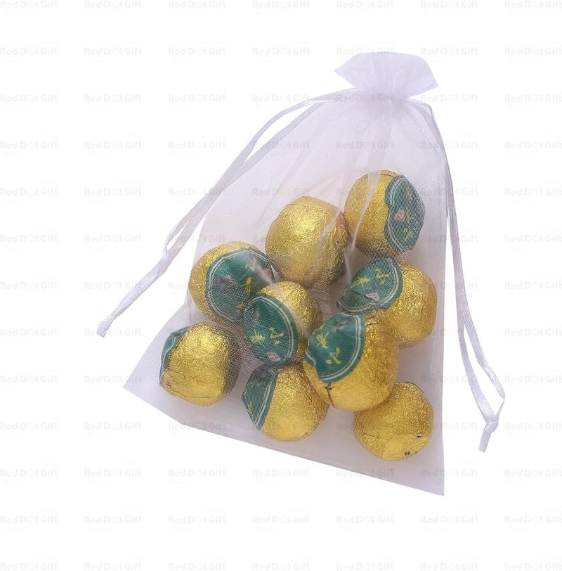 Red Dot Gift REDDOTGIFT Pack of 50 Organza Bags, 13x18cm White Mesh Drawstring Gift Bags - Image 4