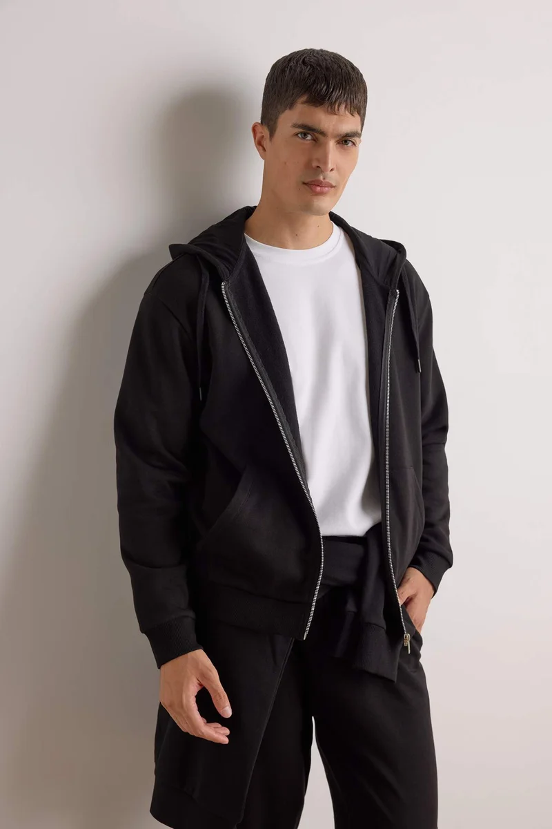 ديفاكتو Comfort Fit Hooded Soft Lining Basic Sweatshirt