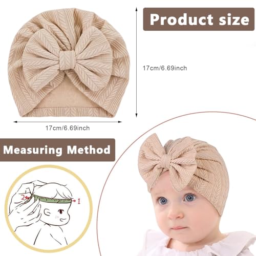 PALAY® 3pcs Cap for Baby Girl Boy, Lovely Bow Caps for Babies, Soft Warm Baby Cap 0-3 Month Baby Girl 3-12 Months, Infant Hat Newborns Shower Gifts - Image 2