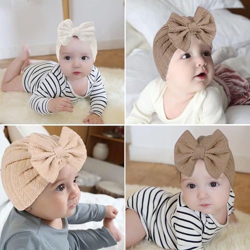 PALAY® 3pcs Cap for Baby Girl Boy, Lovely Bow Caps for Babies, Soft Warm Baby Cap 0-3 Month Baby Girl 3-12 Months, Infant Hat Newborns Shower Gifts - Image 4