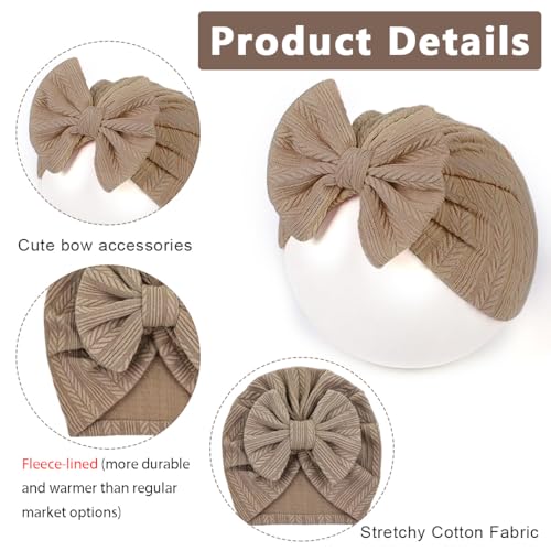 PALAY® 3pcs Cap for Baby Girl Boy, Lovely Bow Caps for Babies, Soft Warm Baby Cap 0-3 Month Baby Girl 3-12 Months, Infant Hat Newborns Shower Gifts - Image 3