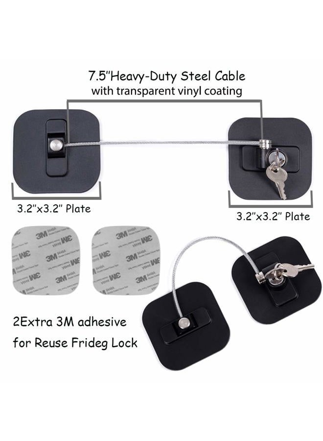 BAOWEIJD Refrigerator Lock, Fridge Lock with Keys, Freezer Lock and Child Safety Cabinet Lock with Strong Adhesive (Fridge Lock-Black 1Pack) - Image 4