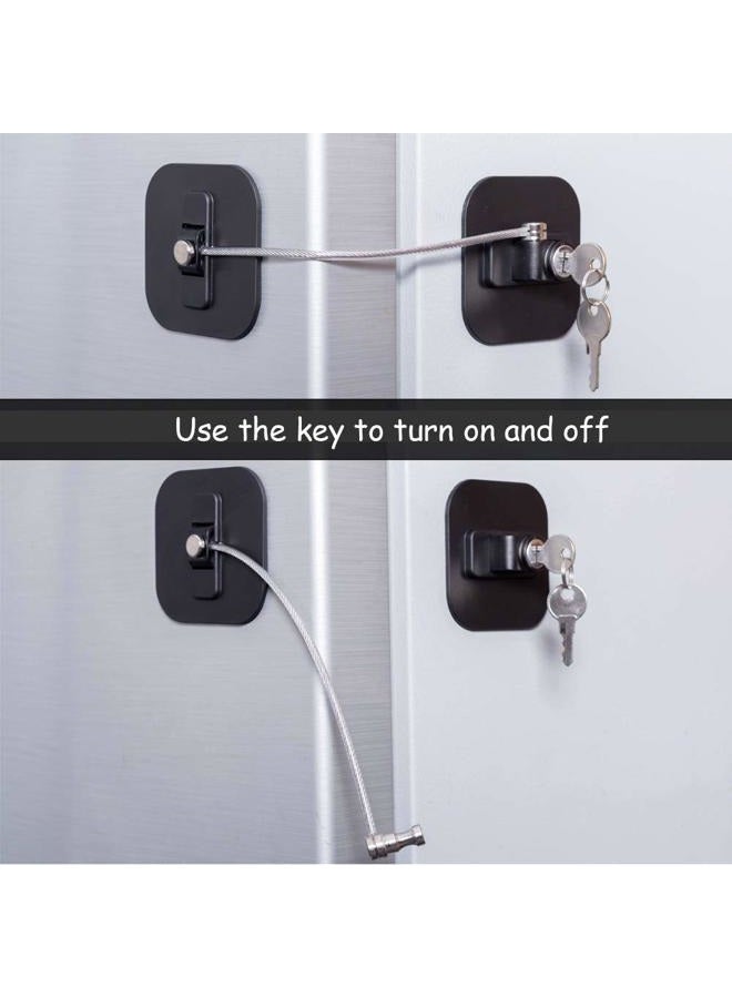 BAOWEIJD Refrigerator Lock, Fridge Lock with Keys, Freezer Lock and Child Safety Cabinet Lock with Strong Adhesive (Fridge Lock-Black 1Pack) - Image 2