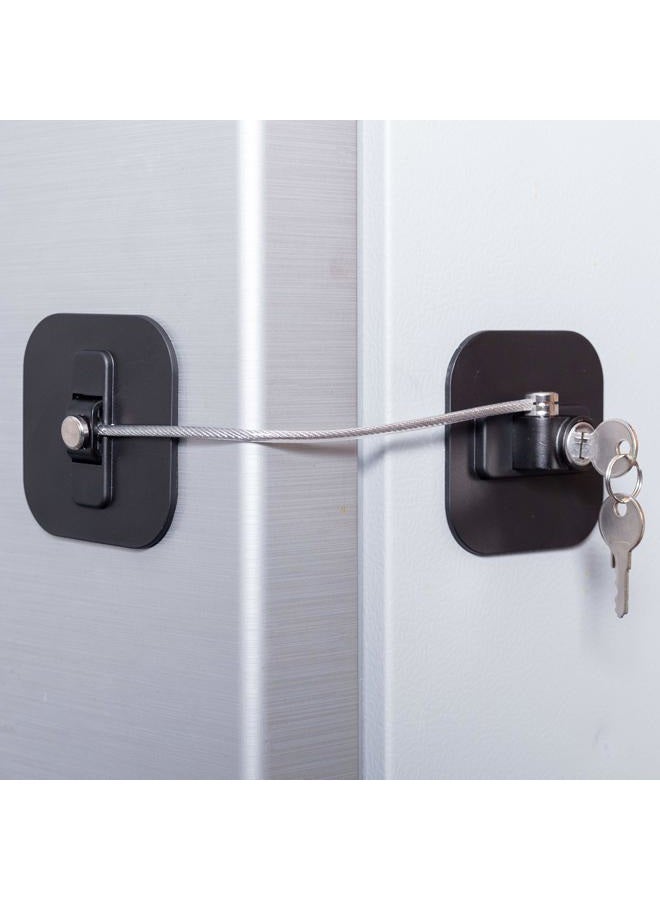 BAOWEIJD Refrigerator Lock, Fridge Lock with Keys, Freezer Lock and Child Safety Cabinet Lock with Strong Adhesive (Fridge Lock-Black 1Pack) - Image 1