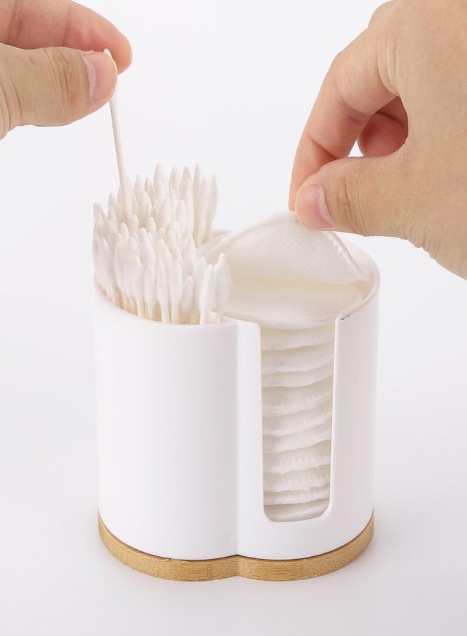 Tbestmax Qtip Dispenser 2-Grid Cotton Ball , Swab, Round Pads Holder for Bathroom Container Organizer, Plastic, White - Image 3