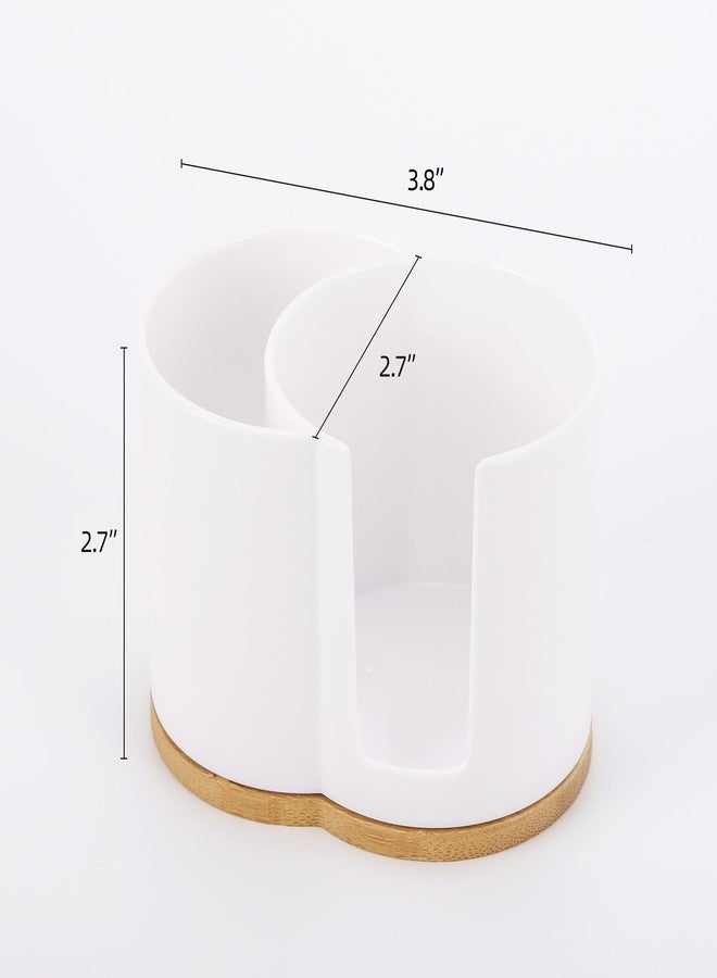 Tbestmax Qtip Dispenser 2-Grid Cotton Ball , Swab, Round Pads Holder for Bathroom Container Organizer, Plastic, White - Image 2