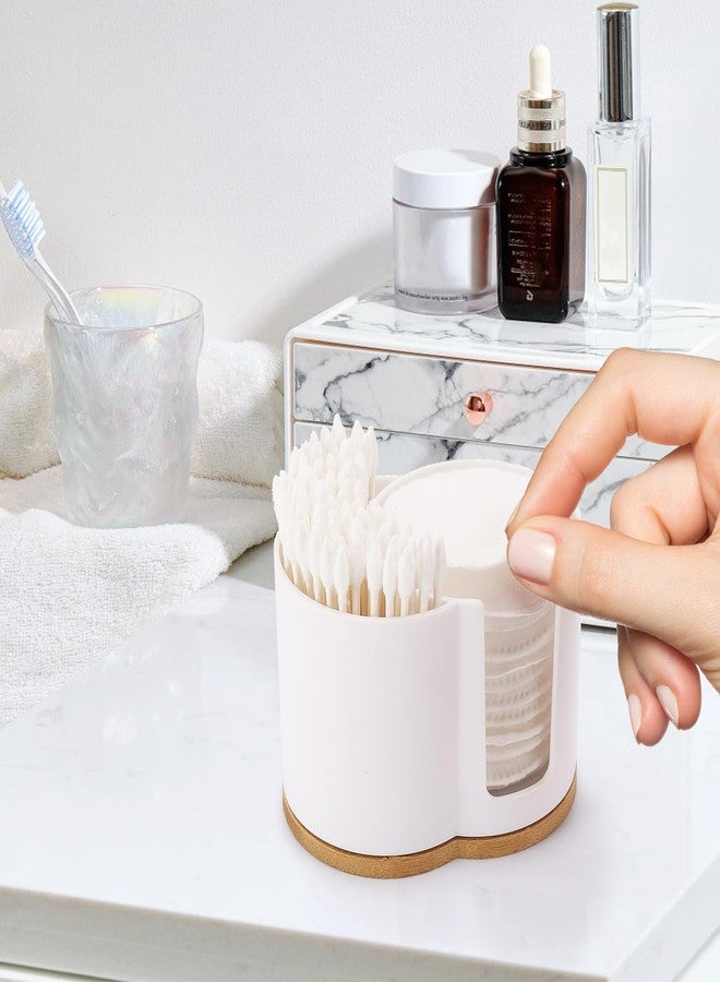 Tbestmax Qtip Dispenser 2-Grid Cotton Ball , Swab, Round Pads Holder for Bathroom Container Organizer, Plastic, White - Image 5