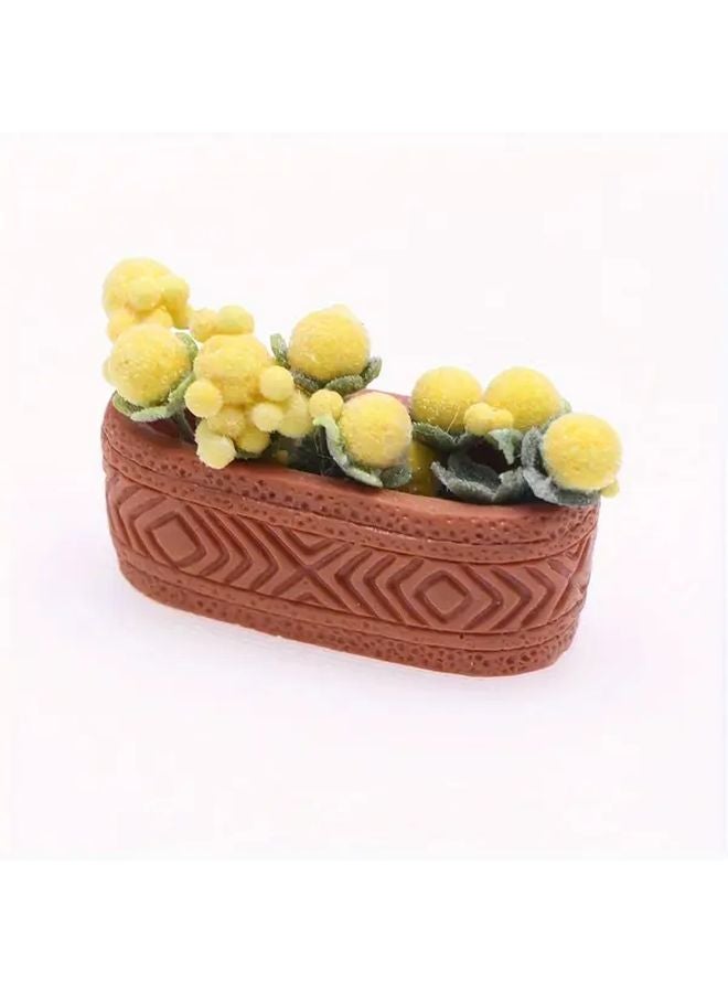 Yellow Miniature Artificial Potted Plant Model For Dollhouse DIY Decor - Image 1