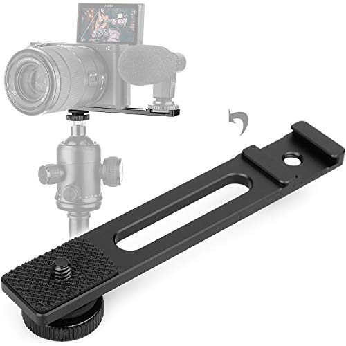 ChromLives Cold Shoe Bracket Extension Bar, Hot Shoe Extension, Microphone Mount with 1/4'' Tripod Screw Compatible with Mirrorless Camera Vlogging Sony A6400 6300 6500 6000 Zhiyun 4 DJI Osmo Pocket - Image 1