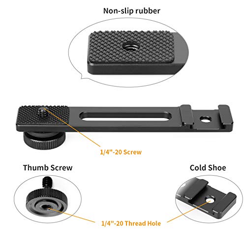 ChromLives Cold Shoe Bracket Extension Bar, Hot Shoe Extension, Microphone Mount with 1/4'' Tripod Screw Compatible with Mirrorless Camera Vlogging Sony A6400 6300 6500 6000 Zhiyun 4 DJI Osmo Pocket - Image 4