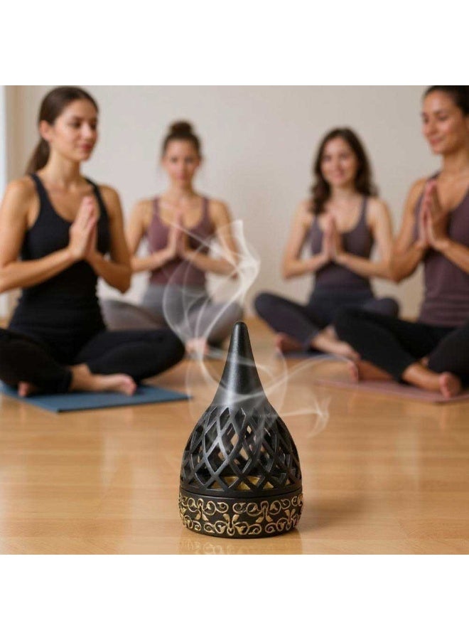 Bakhoor BoSidin Elegant Arabian Style Resin Incense Burner, Bakhoor Oud Holder with Metal Tray Censer for Yoga, Aromatherapy, Bedroom, Home & Office - Image 3