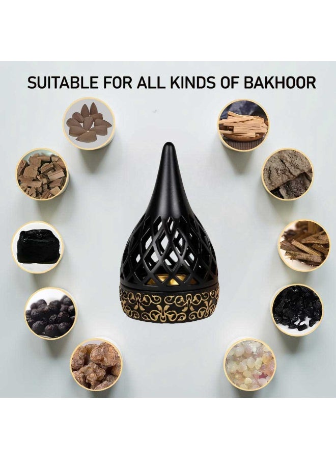 Bakhoor BoSidin Elegant Arabian Style Resin Incense Burner, Bakhoor Oud Holder with Metal Tray Censer for Yoga, Aromatherapy, Bedroom, Home & Office - Image 4