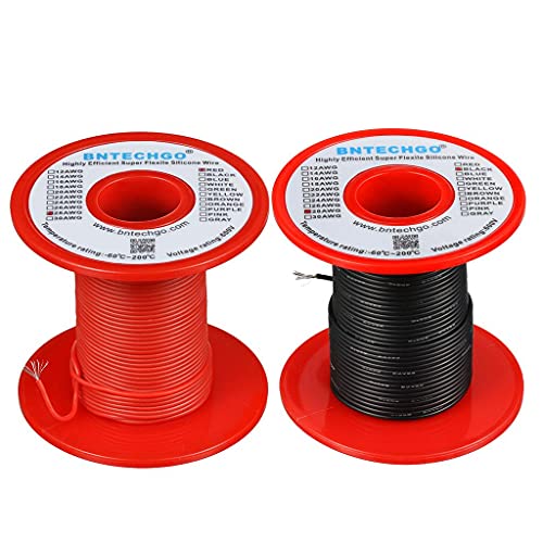 BNTECHGO 28 Gauge Silicone Wire Spool Red and Black Each 250ft Flexible 28 AWG Stranded Tinned Copper Wire - Image 1