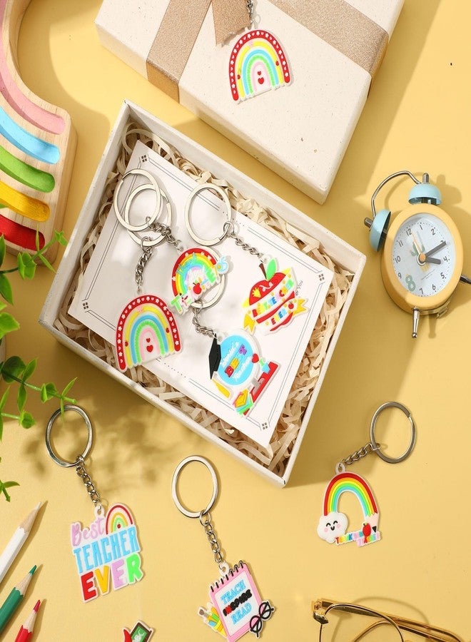 AUGSUN 48 PCS Teacher Keychain Bulk, Teacher Appreciation Gifts in Bulk Rainbow Keychain Thank You Keyring Gifts for Teachers Nurse Women, 8 Style - Image 2