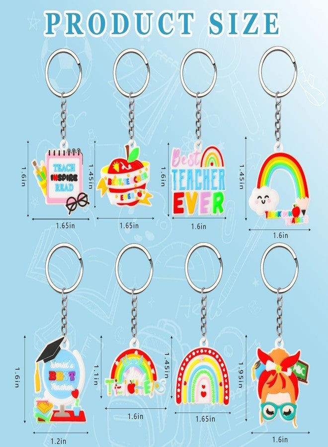 AUGSUN 48 PCS Teacher Keychain Bulk, Teacher Appreciation Gifts in Bulk Rainbow Keychain Thank You Keyring Gifts for Teachers Nurse Women, 8 Style - Image 5