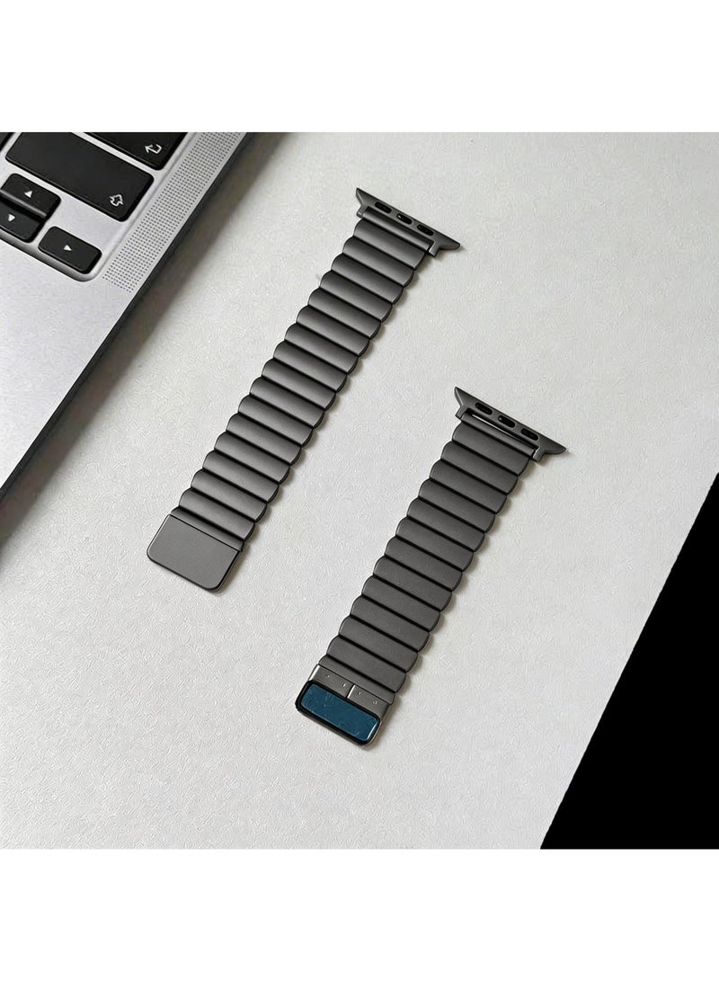 ANYOGRO Compatible with Apple Watch Band 38mm 40mm 41mm 42mm for Women and Men,Magnetic Stainless Steel Strap Unique Strap Bands for iWatch Series 11/10/9/8/7/6/5/4/3/2/1/SE Titanium Gray - Image 3