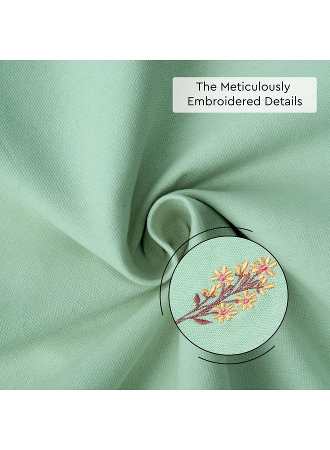 Encasa XO Dining Table Napkins Set of 6 | Cotton Cloth Napkin 43x43 cm | Mint Green Flowers Embroidery Deisgn - Image 3