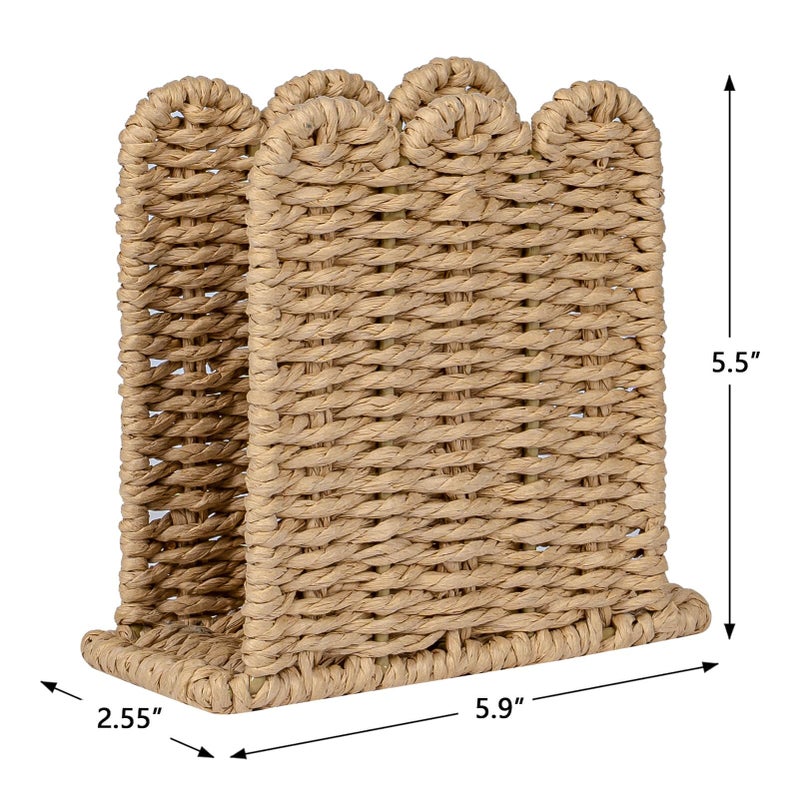 CubesLand Scalloped Edge Napkin Holder for Table Home Rustic Room Decor, Paper Rope Napkin Dispenser for Kitchen Countertop Dining Hotel, Cocktail Napkin Holder for Indoor & Outdoor Party, Beige - Image 3