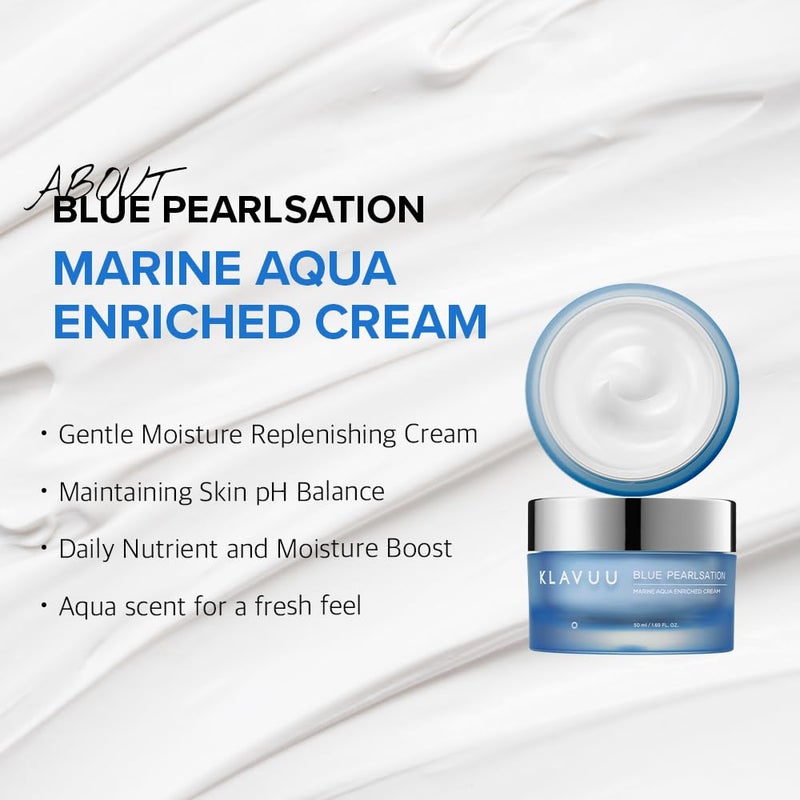 Klavuu BLUE PEARLSATION MARINE AQUA ENRICHED CREAM - Hypoallergenic Deep Moisturizer with Apple Water for Nourished, Balanced Skin, Perfect for Sensitive Skin Seeking Hydration and Radiance â€“ 1.69 floz - Image 3
