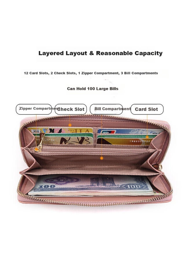 Crocodile Festival First Layer Cowhide Fashion Bodhi Tree Clutch Women's Long Wallet Wristlet Birthday Gift - Image 4