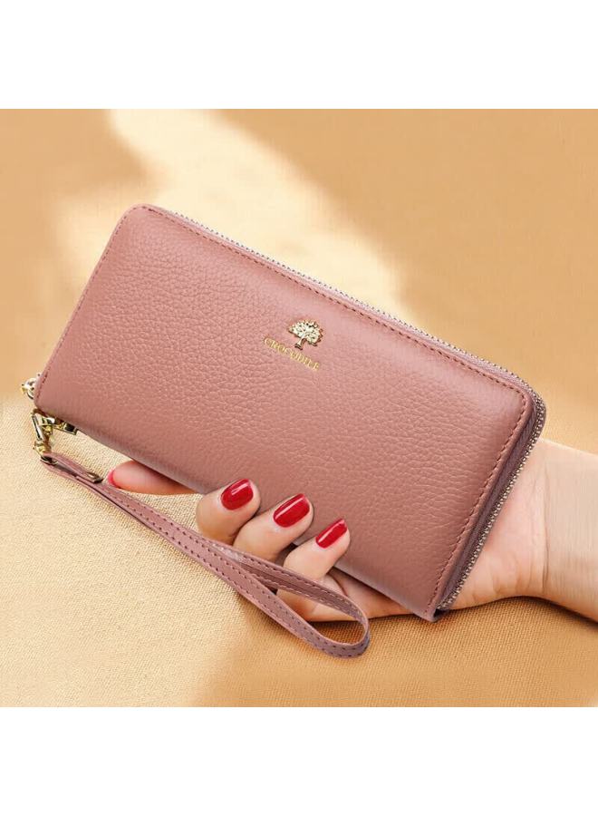 Crocodile Festival First Layer Cowhide Fashion Bodhi Tree Clutch Women's Long Wallet Wristlet Birthday Gift - Image 1
