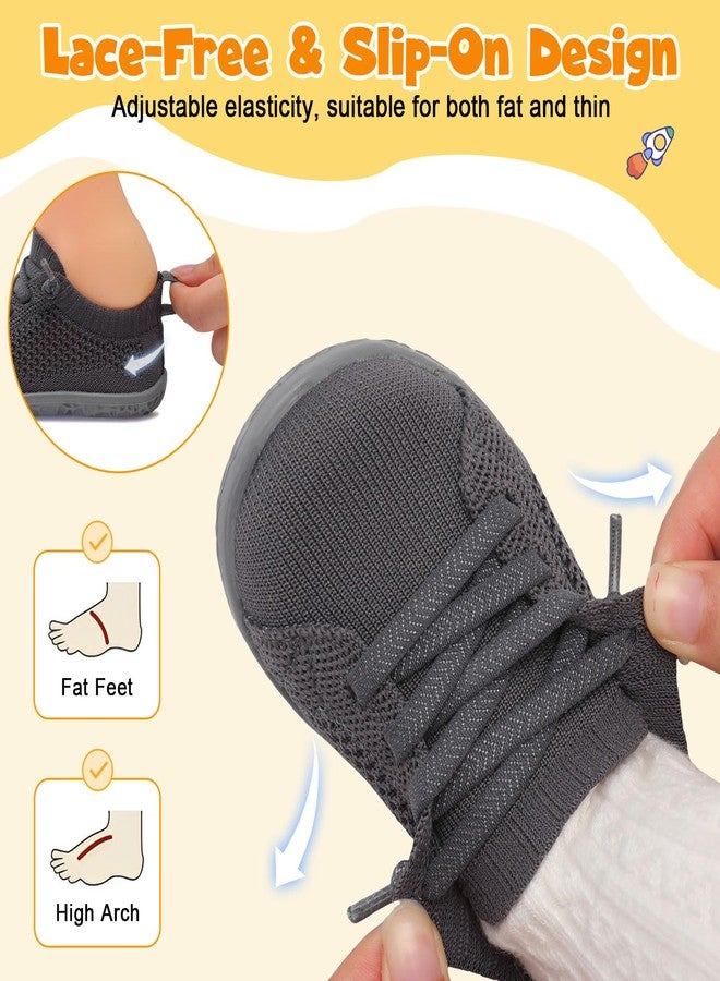 FEETCITY Lightweight Baby First Walking Shoes Boys Girls Slip On Shoes Breathable Baby Sock Shoe Barefoot Infant Sneakers, Grey, 12-18 Months - Image 3