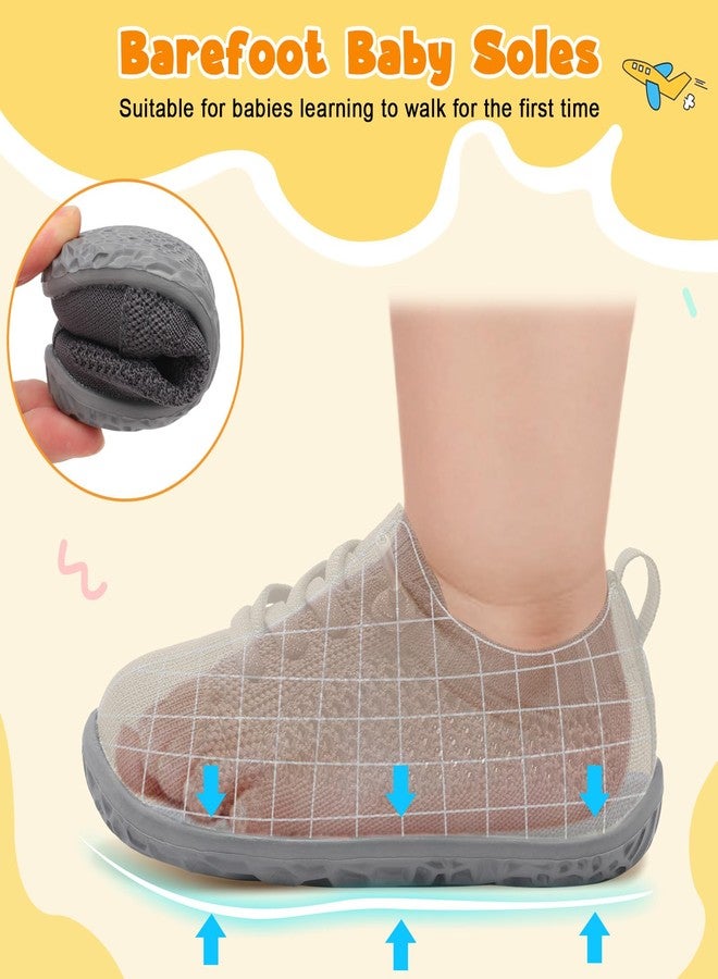 FEETCITY Lightweight Baby First Walking Shoes Boys Girls Slip On Shoes Breathable Baby Sock Shoe Barefoot Infant Sneakers, Grey, 12-18 Months - Image 5