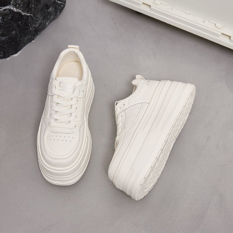 Women's Platform White Leather Sneakers - Image 1