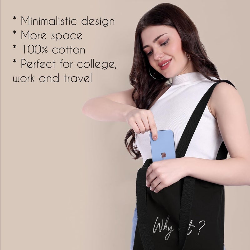 Ecotribe Fashionable Design Tote Bags Women Shoulder Bag-Printed Silhoutte Cotton Bag-Zipper-Ecofriendly Travel Bag-Pack of 1 - Image 4