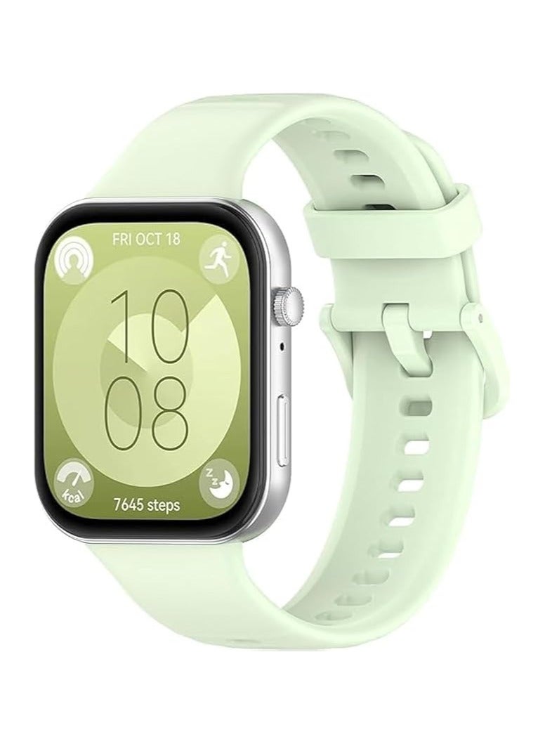 Silicone Strap Compatible with Huawei Watch Fit 3, Adjustable Silicone Sport Watch Band Replacement Wristband for Men Women (Light Green) - Image 1