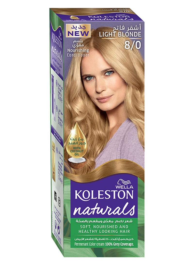 WELLA Koleston Naturals Hair Color 8/0 Light Blonde 50ml+50ml+10ml - Image 1