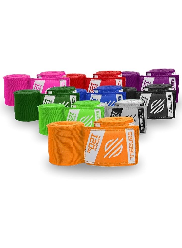 Sanabul  Elastic 120 Inch Boxing Hand Wraps | Kickboxing Handwraps For Boxing Gloves For Men, Women, And Kids | Muay Thai Mma Hand Wraps | Orange - Image 1