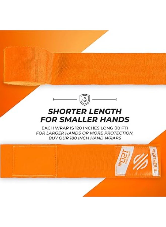 Sanabul  Elastic 120 Inch Boxing Hand Wraps | Kickboxing Handwraps For Boxing Gloves For Men, Women, And Kids | Muay Thai Mma Hand Wraps | Orange - Image 2